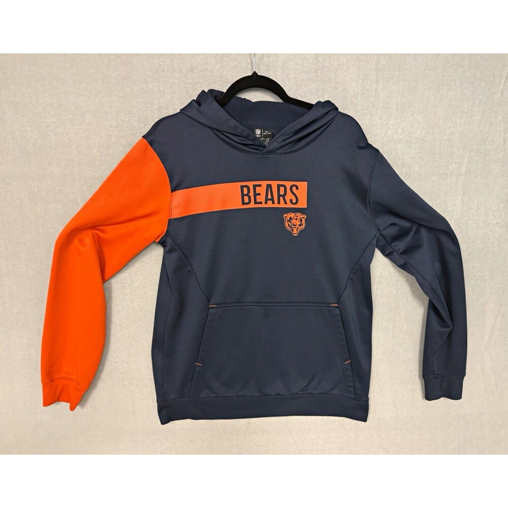 Nike Chicago Bears NFL Dri-FIT Hoodie Boys Youth XL Navy Orange